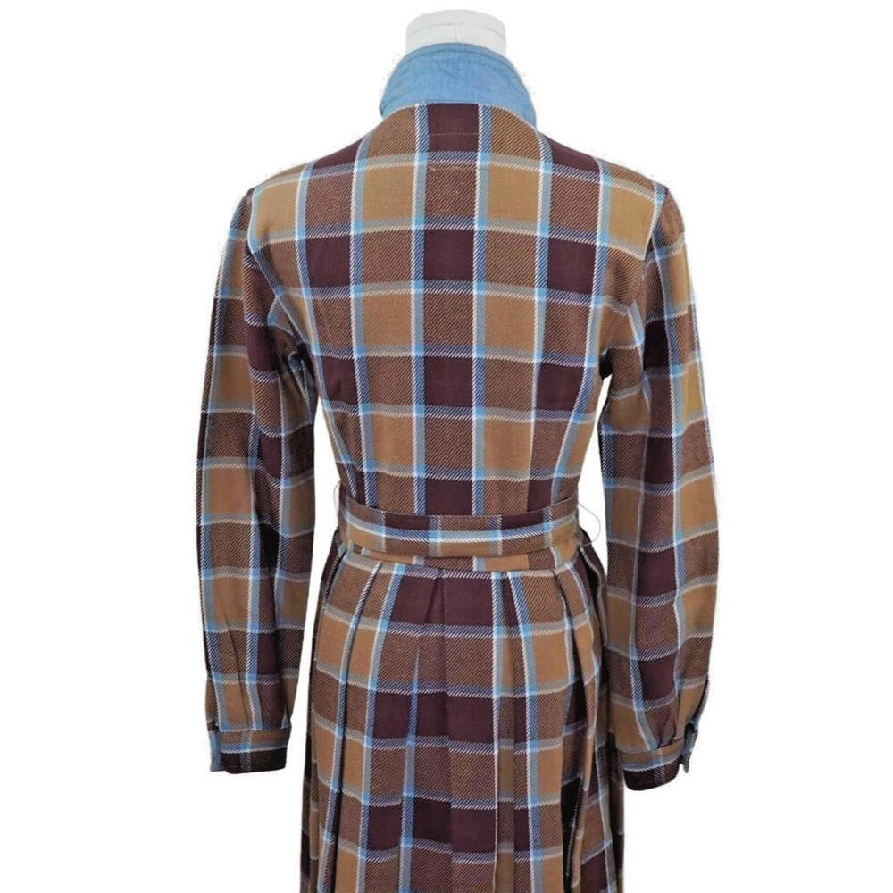 Vintage Armani Plaid Belted Maxi Dress - Picture 7 of 8